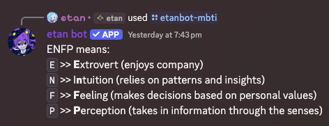 etan bot's MBTI preview